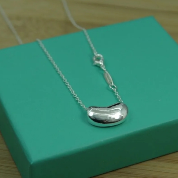 Sterling Silver NWOT .925 Bean Necklace 16" chain  Motherhood, Recovery, Wedding - Picture 1 of 4